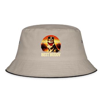Australian Shepherd - Bucket Hat - Khaki/Schwarz - Vorne