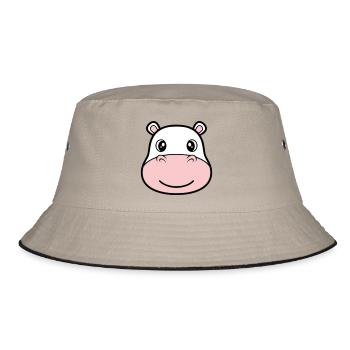 Hippopotamus Head Face Mask Smile - Bucket Hat - khaki/black - Front