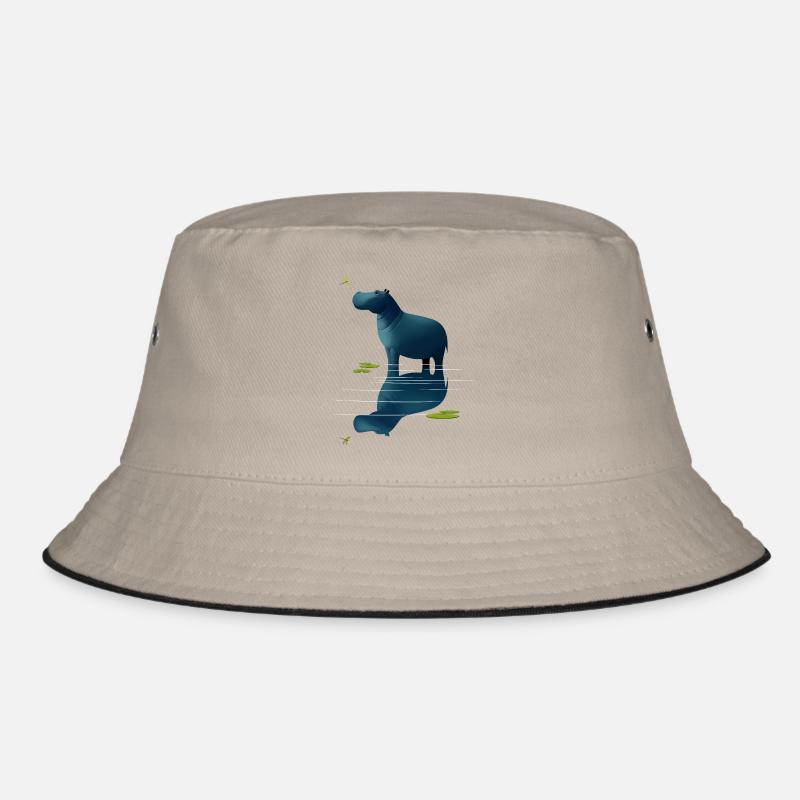 Nilpferd und Libelle - Bucket Hat - Khaki/Schwarz