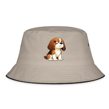 Arrogant Beagle Cartoon Dog Comic Snapped - Bucket Hat - khaki/black - Front