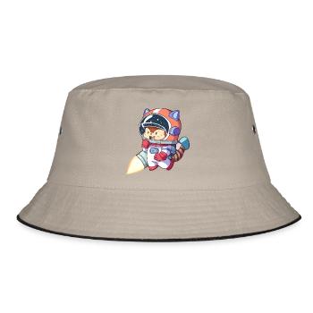 Cat astronaut in space suit - Bucket Hat - khaki/black - Front