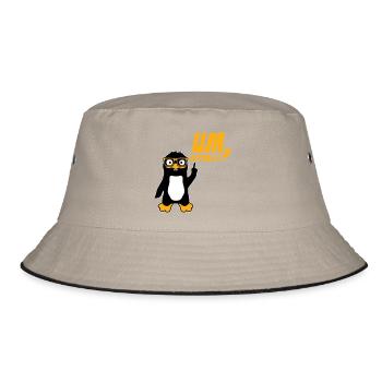 Penguin To Actually Funny Nerd Smartass Logo - Bucket Hat - khaki/black - Front