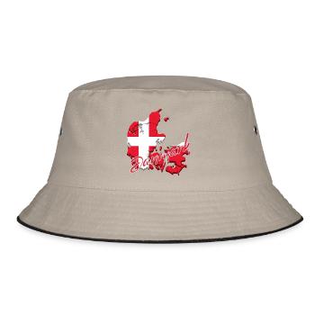 Map flag Denmark, I love Denmark - Bucket Hat - khaki/black - Front