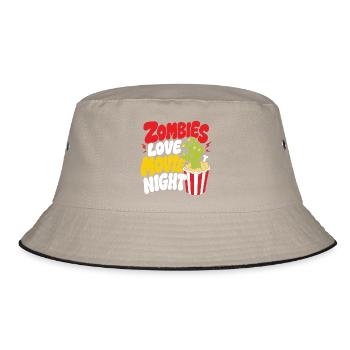 Zombies Love Movie Night Horror - Bucket Hat - Khaki/Schwarz - Vorne