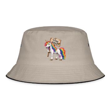 Stay weird ! - Bucket Hat - Khaki/Schwarz - Vorne