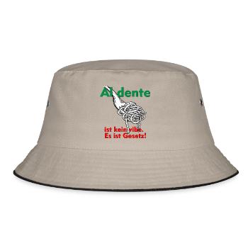 Al dente ist kein Vibe. Das ist Gesetz! - Bucket Hat - Khaki/Schwarz - Vorne