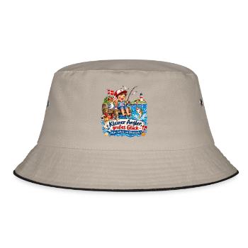 KleinerAngler GroßesGlück Küstenpoesie - Bucket Hat - Khaki/Schwarz - Vorne