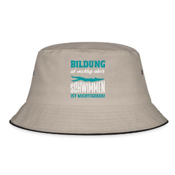 Schwimmsport Schwimmer Spruch Geschenk - Bucket Hat - Khaki/Schwarz - Vorne