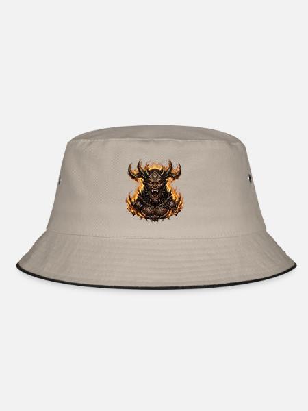 Dämon Teufel Höllenfürst - Bucket Hat - Khaki/Schwarz