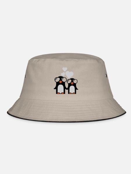 penguins fallen in love - Bucket Hat - khaki/black - Front