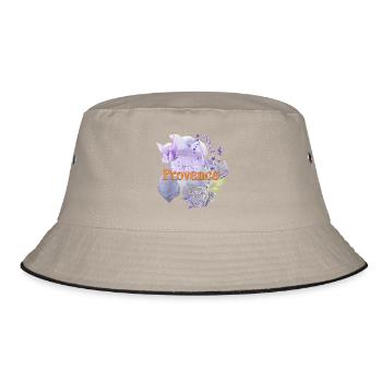 Lavendel Provence Illustration Aquarell mit Charme - Bucket Hat - Khaki/Schwarz - Vorne