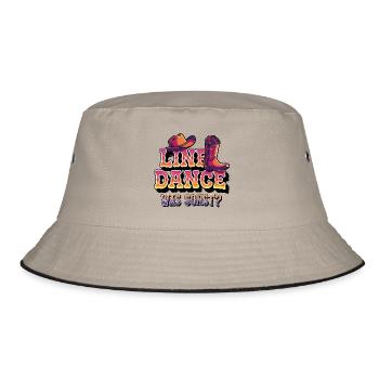 Line Dance Was sonst? Ich bin Line Dancer - Bucket Hat - Khaki/Schwarz - Vorne