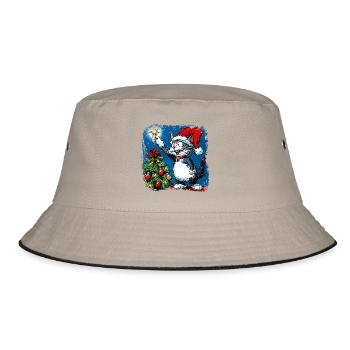 Cat Christmas - Bucket Hat - khaki/black - Front