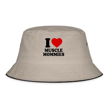 I love muscle mommies - Bucket Hat - Khaki/Schwarz - Vorne