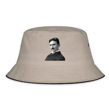Helden der Wissenschaft: Nikola Tesla - Bucket Hat - Khaki/Schwarz - Vorne