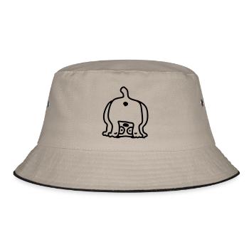 Dog from behind - Line - Bucket Hat - khaki/black - Front