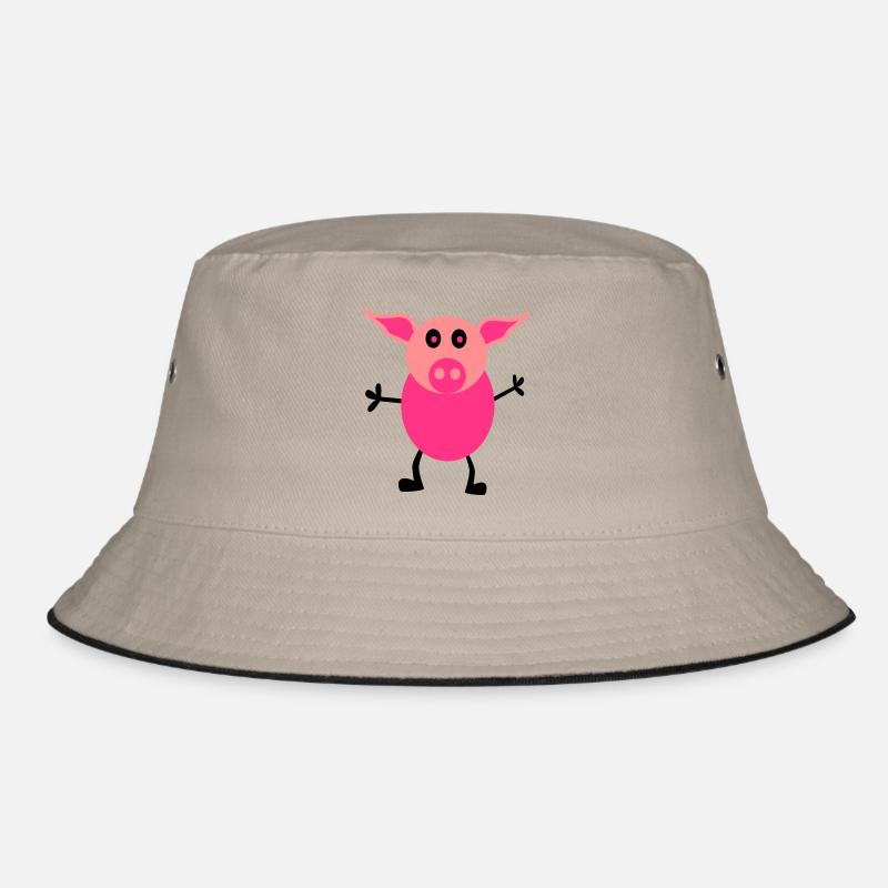Schweine Männchen - Bucket Hat - Khaki/Schwarz