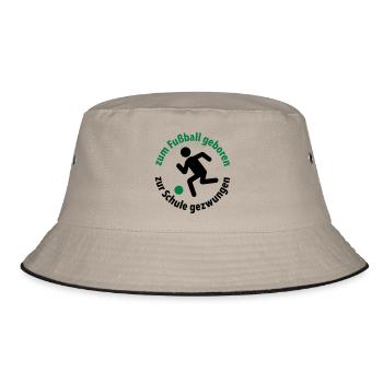 zum Fußball geboren, zur Schule gezwungen Torjäger - Bucket Hat - Khaki/Schwarz - Vorne