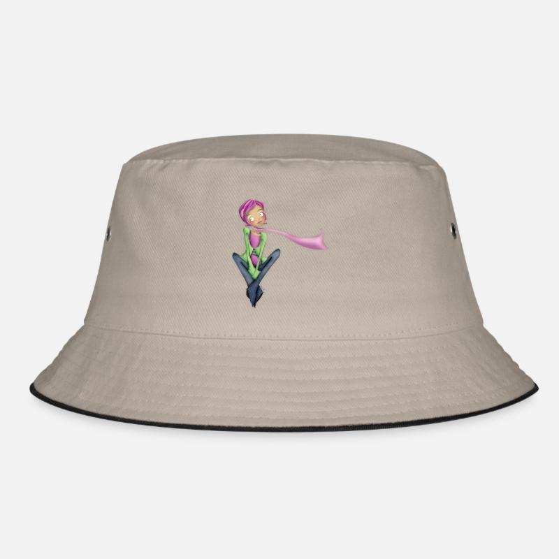 Träumerisches Mädchen - Bucket Hat - Khaki/Schwarz