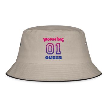 Work Job Workaholic - Working Queen vintage - Bucket Hat - khaki/black - Front