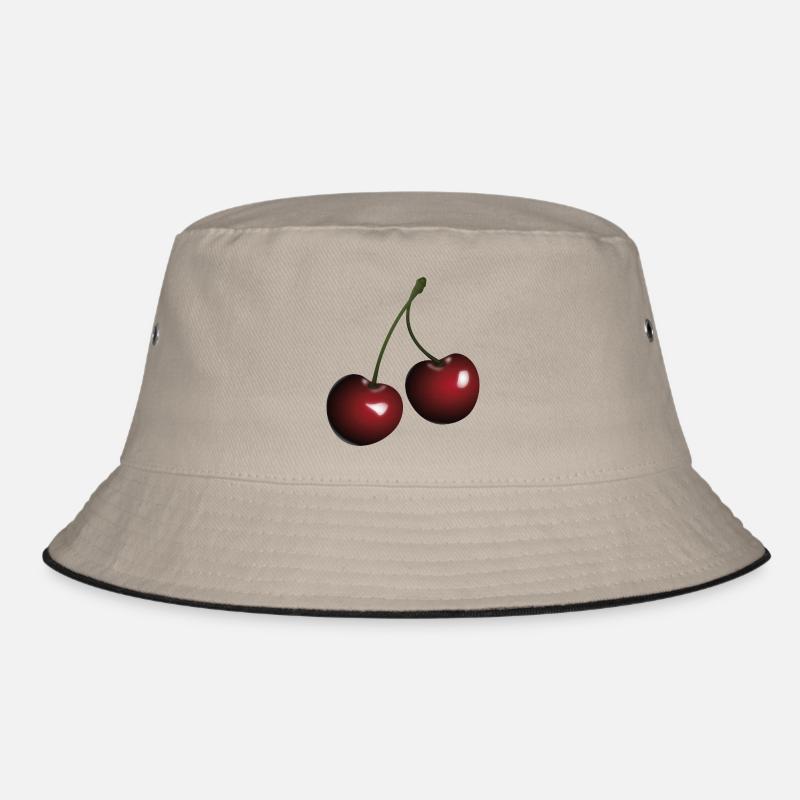 cherries - Bucket Hat - khaki/black