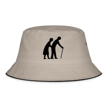 Altes Paar Silhouette Idee Geschenk gehen - Bucket Hat - Khaki/Schwarz - Vorne