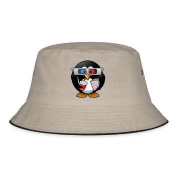 Kino Pinguin - Bucket Hat - Khaki/Schwarz - Vorne