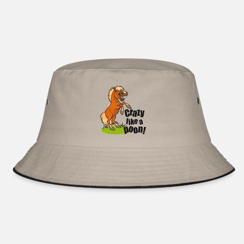 Verrückter Pony schwarzer Text - Bucket Hat - Khaki/Schwarz
