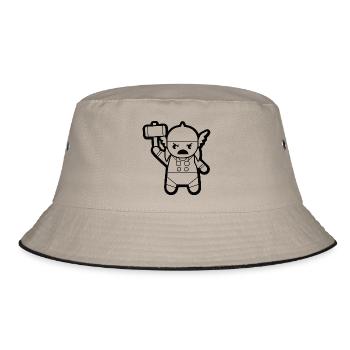 THOR WITH HAMMER superhero minifigure - Bucket Hat - khaki/black - Front
