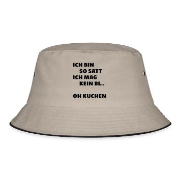 So satt kein blatt oh kuchen essen dick vielfrass - Bucket Hat - Khaki/Schwarz - Vorne