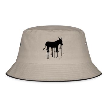 stamp drop color blob graffiti spray donkey p - Bucket Hat - khaki/black - Front