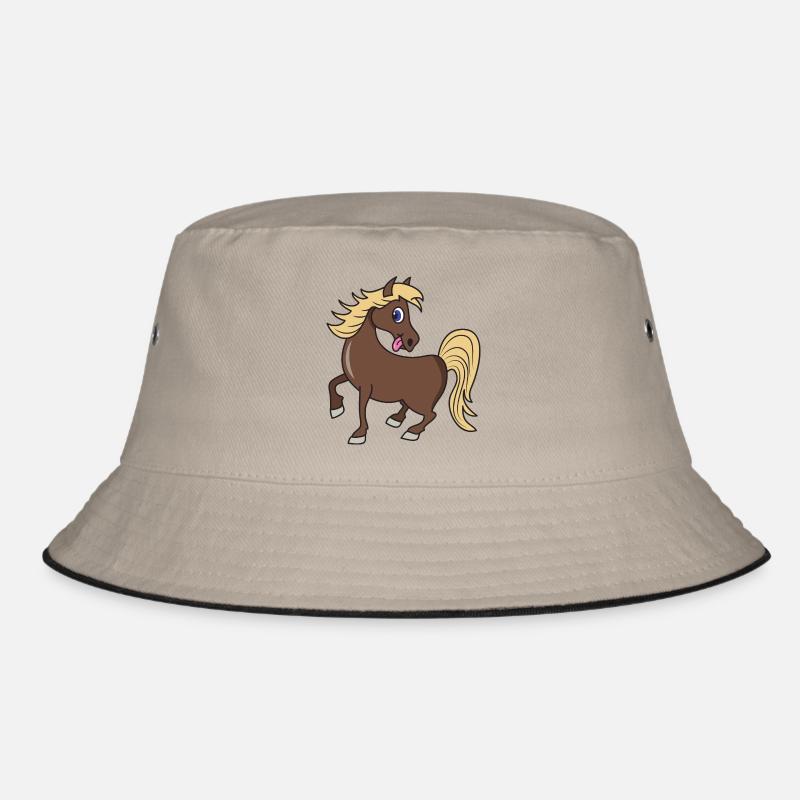 Niedliches Pferd Pony - Bucket Hat - Khaki/Schwarz