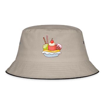 Ice cream ice cream ice cream ice cream ball ice cream sundae - Bucket Hat - khaki/black - Front