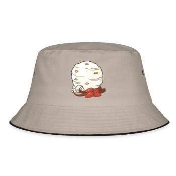 Vanille Mandel Eis Speiseeis Eiskrem Eiscreme - Bucket Hat - Khaki/Schwarz - Vorne