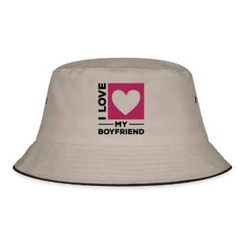 i love my boyfriend - Bucket Hat - Khaki/Schwarz - Vorne