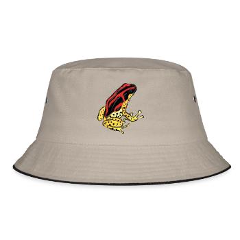 Baumsteigerfrosch Pfeilgiftfrosch PoisonDartFrog 7 - Bucket Hat - Khaki/Schwarz - Vorne