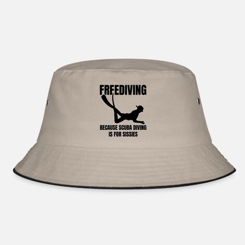 Freitauchen | Apnoetauchen Freediving Geschenkidee - Bucket Hat - Khaki/Schwarz