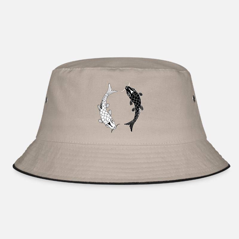 Fish black white Ying and yang Bucket Hat