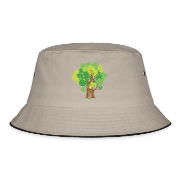 baum bäume natur nature bio Natur illustration - Bucket Hat - Khaki/Schwarz - Vorne