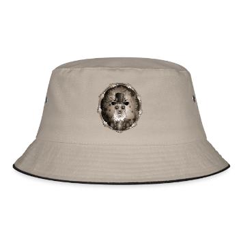 Steampunk deer portrait in antique sepia look - Bucket Hat - khaki/black - Front