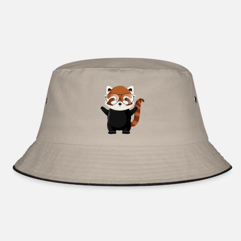 funny red panda bear with nerd glasses Bucket Hat