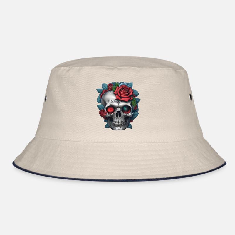 Skull with roses Bucket Hat