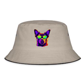 Stylish four-legged friend with sunglasses - Bucket Hat - khaki/black - Front