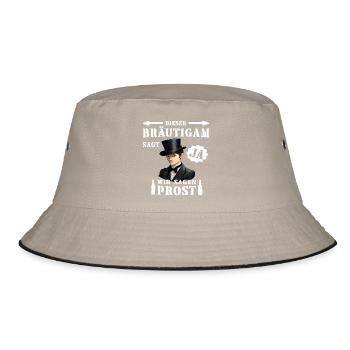 Bräutigam Braut Hochzeit Junggesellenabschied - Bucket Hat - Khaki/Schwarz - Vorne