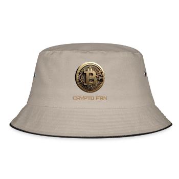 Bitcoin 3D Cryptocurrency - Bucket Hat - khaki/black - Front