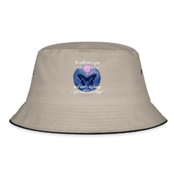 Christliches Zitat Bibelvers Schmetterling - Bucket Hat - Khaki/Schwarz - Vorne