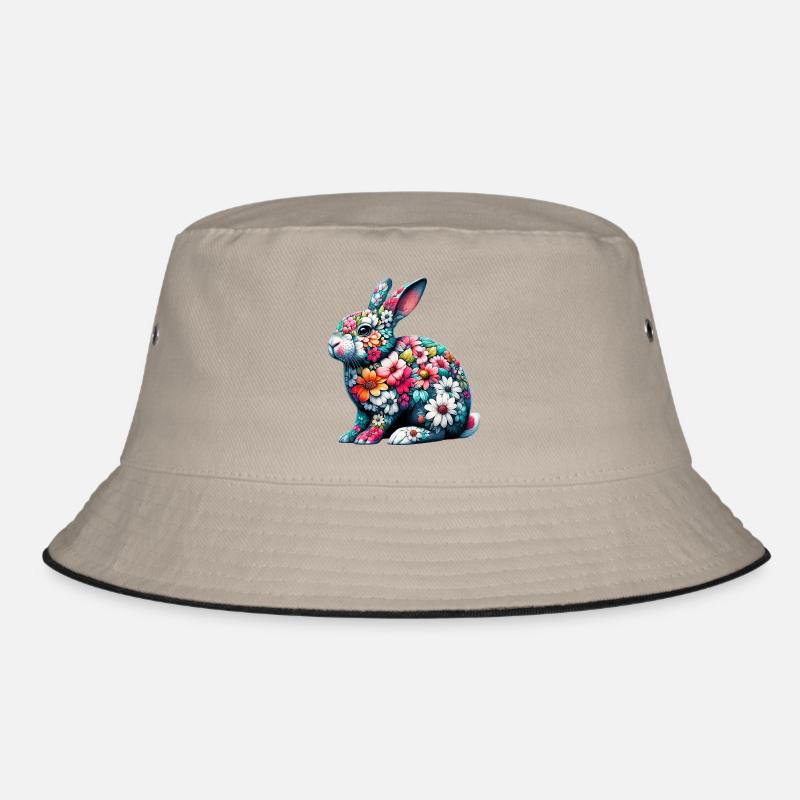 Rabbit decorated with flowers Bucket Hat