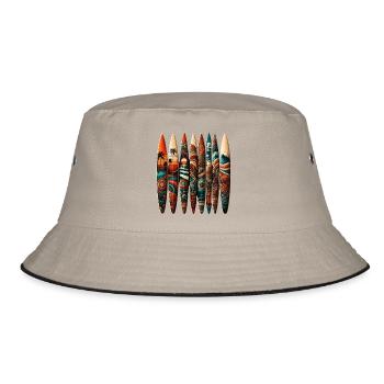 Tropische Surf-Optik  - Bucket Hat - Khaki/Schwarz - Vorne