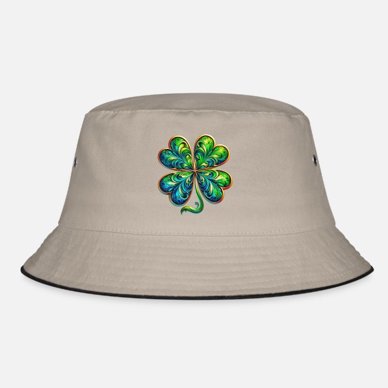 Vierblättriges Kleeblatt - Bucket Hat - Khaki/Schwarz