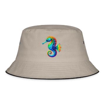 Seepferdchen - Bucket Hat - Khaki/Schwarz - Vorne